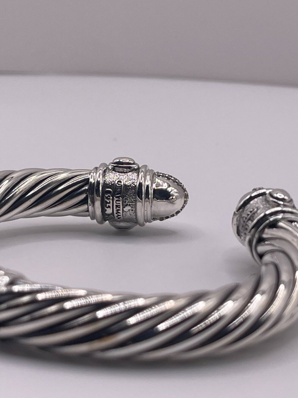 David Yurman 925 Silver Diamond Renaissance Cuff Bracelet - Picture 7 of 9